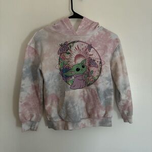 Star Wars Pink and Blue Tie-Dye Pullover Hoodie with Green Graphic